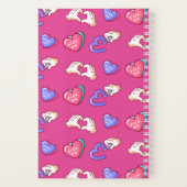 かわいいハートの落書きパターン ティーンラブ ピンク ノートブック (裏面)