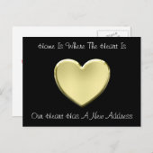 かわいいハートの金ゴールドの新しいアドレス 案内ポストカード (正面/裏面)