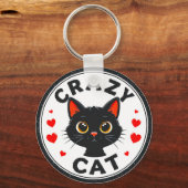 かわいいハートの黒猫 キーホルダー (正面)