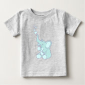 かわいいハートはゾウを青く泡立てる ベビーTシャツ (正面)