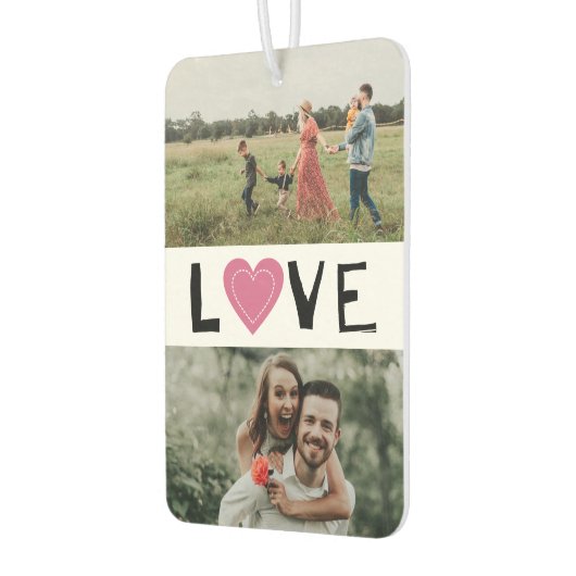 かわいいハートを愛する2フォトコラージュ自分で追加 カーエアーフレッシュナー (左)