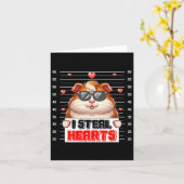 かわいいハートを盗む バレンタインのモルモット サングラスH カード (黄色い花)