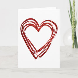 かわいいハートアウトラインラバーズマッチングバレンタインデー カード