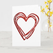 かわいいハートアウトラインラバーペア バレンタインデー カード (黄色い花)