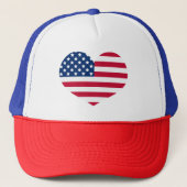 かわいいハートアメリカ国旗の赤白と青 キャップ (正面)