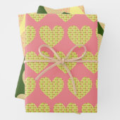 かわいいハートアートイエローパターカラフルン ラッピングペーパーシート (インサイチュ)