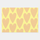 かわいいハートアートイエローパターカラフルン ラッピングペーパーシート (正面3)