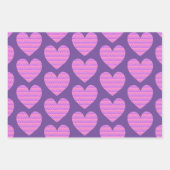 かわいいハートアートパープル&ピンクス愛 ラッピングペーパーシート (正面)
