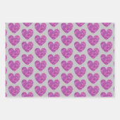 かわいいハートアートパープル&ピンクス愛 ラッピングペーパーシート (正面3)