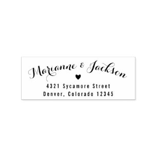 かわいいハートカスタムウェディング差出人住所スタンプ ラバースタンプ