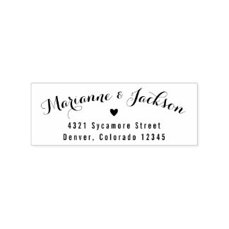 かわいいハートカスタムウェディング差出人住所スタンプ ラバースタンプ