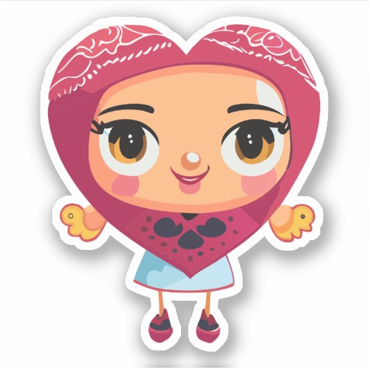 かわいいハートキッズのキャラクター シール (正面)