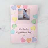 かわいいハートキャンディピンクバレンタインデー シーズンカード (内部)