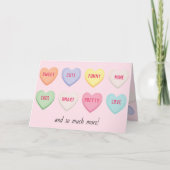 かわいいハートキャンディピンクバレンタインデー シーズンカード (正面)