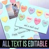 かわいいハートキャンディブルーバレンタインデー シーズンカード