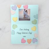 かわいいハートキャンディブルーバレンタインデー シーズンカード (内部)