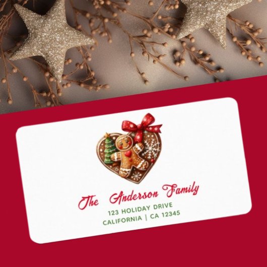 かわいいハートクリスマスジンジャーブレッドマンビスケット ラベル