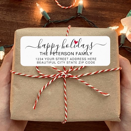 かわいいハートスクリプトハッピーホリデー差出人住所 ラベル