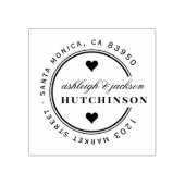 かわいいハートス結婚ラウンド差出人住所 ラバースタンプ (インプリント)