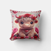 かわいいハートズハイランドカウバレンタイン クッション (正面)