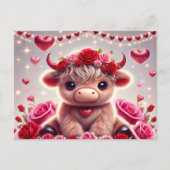 かわいいハートズハイランドカウバレンタイン シーズンポストカード (正面)