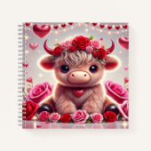 かわいいハートズハイランドカウバレンタイン ノートブック (正面)