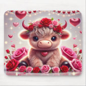 かわいいハートズハイランドカウバレンタイン マウスパッド (正面)