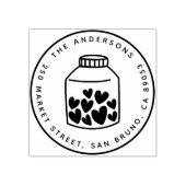 かわいいハートズメイソンジャールラウンドネーム差出人住所 ラバースタンプ (インプリント)