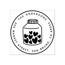 かわいいハートズメイソンジャールラウンドネーム差出人住所 ラバースタンプ