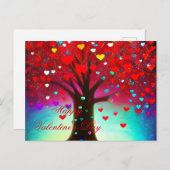 かわいいハートツリーのバレンタイン ポストカード (正面/裏面)