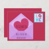 かわいいハートテーマブライドメイド提案 招待状 (正面/裏面)