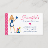 かわいいハートデザインメイドハウスクリーニングサービス 名刺 (正面)