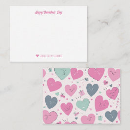 かわいいハートドゥードルパターン スウィートバレンタインデー ノートカード