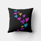 かわいいハートドリップピンクイエローブルーブラック クッション (裏面)