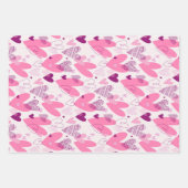 かわいいハートドードルパターンピンクブルーバレンタインデー ラッピングペーパーシート (正面2)