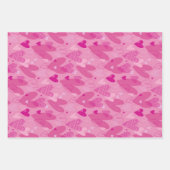 かわいいハートドードルパターンピンクブルーバレンタインデー ラッピングペーパーシート (正面)