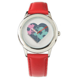 かわいいハートノートブックカラーブルーピンクモダンeWatch 腕時計