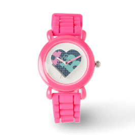 かわいいハートノートブックカラーブルーピンクモダンeWatch 腕時計