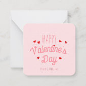 かわいいハートハッピーバレンタインデーピンク ノートカード (正面)