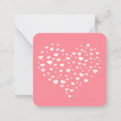 かわいいハートハッピーバレンタインデーピンク ノートカード (裏面)