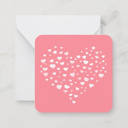 かわいいハートハッピーバレンタインデーピンク ノートカード (裏面)