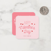 かわいいハートハッピーバレンタインデーピンク ノートカード (正面/裏面インサイチュ)