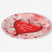 かわいいハートハッピーバレンタインパーティー ペーパープレート (アングル)
