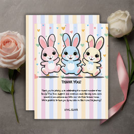 かわいいハートバニーホッパーズベビーシャワー サンキューカード