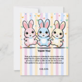 かわいいハートバニーホッパーズベビーシャワー サンキューカード (正面)