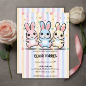 かわいいハートバニーホッパーズベビーシャワー 招待状