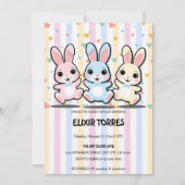 かわいいハートバニーホッパーズベビーシャワー 招待状 (正面)
