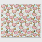 かわいいハートバルーンバレンタイン動物を愛で ラッピングペーパー (フラット)