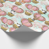 かわいいハートバルーンバレンタイン動物を愛で ラッピングペーパー (角)