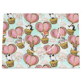 かわいいハートバルーンバレンタイン動物を愛で ラージペーパーバッグ (正面)